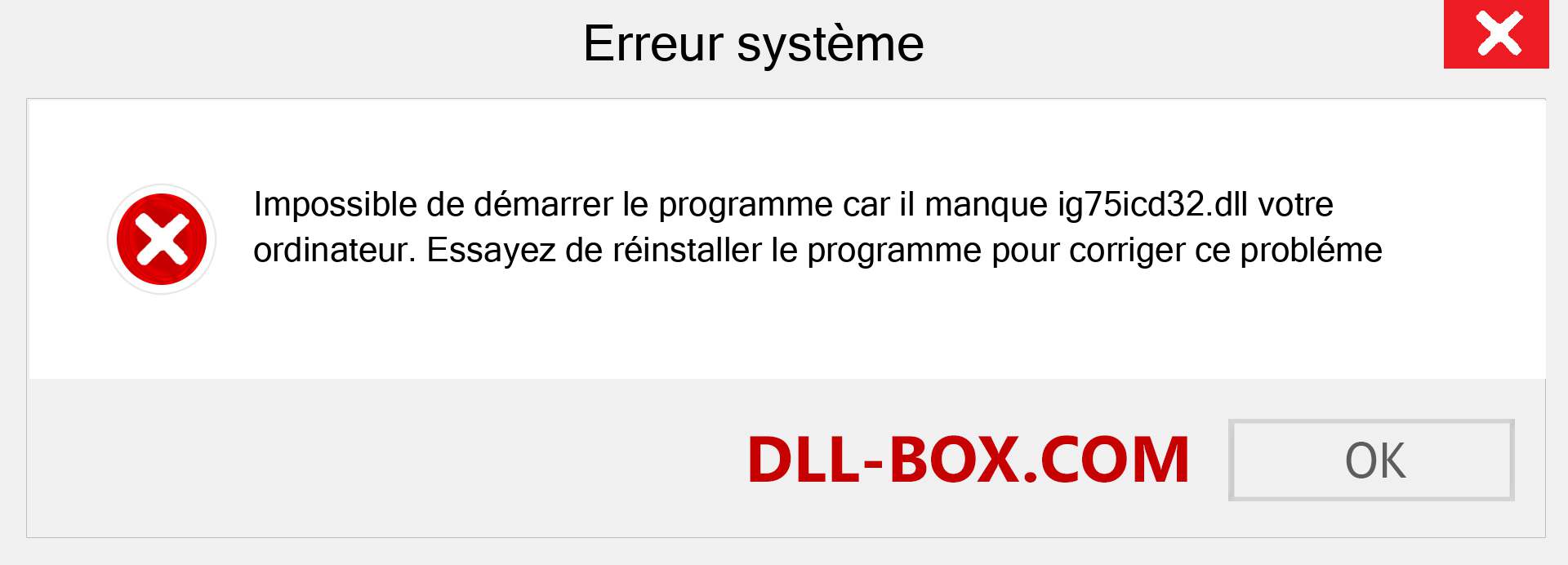 Le fichier ig75icd32.dll est manquant ?. Télécharger pour Windows 7, 8, 10 - Correction de l'erreur manquante ig75icd32 dll sur Windows, photos, images